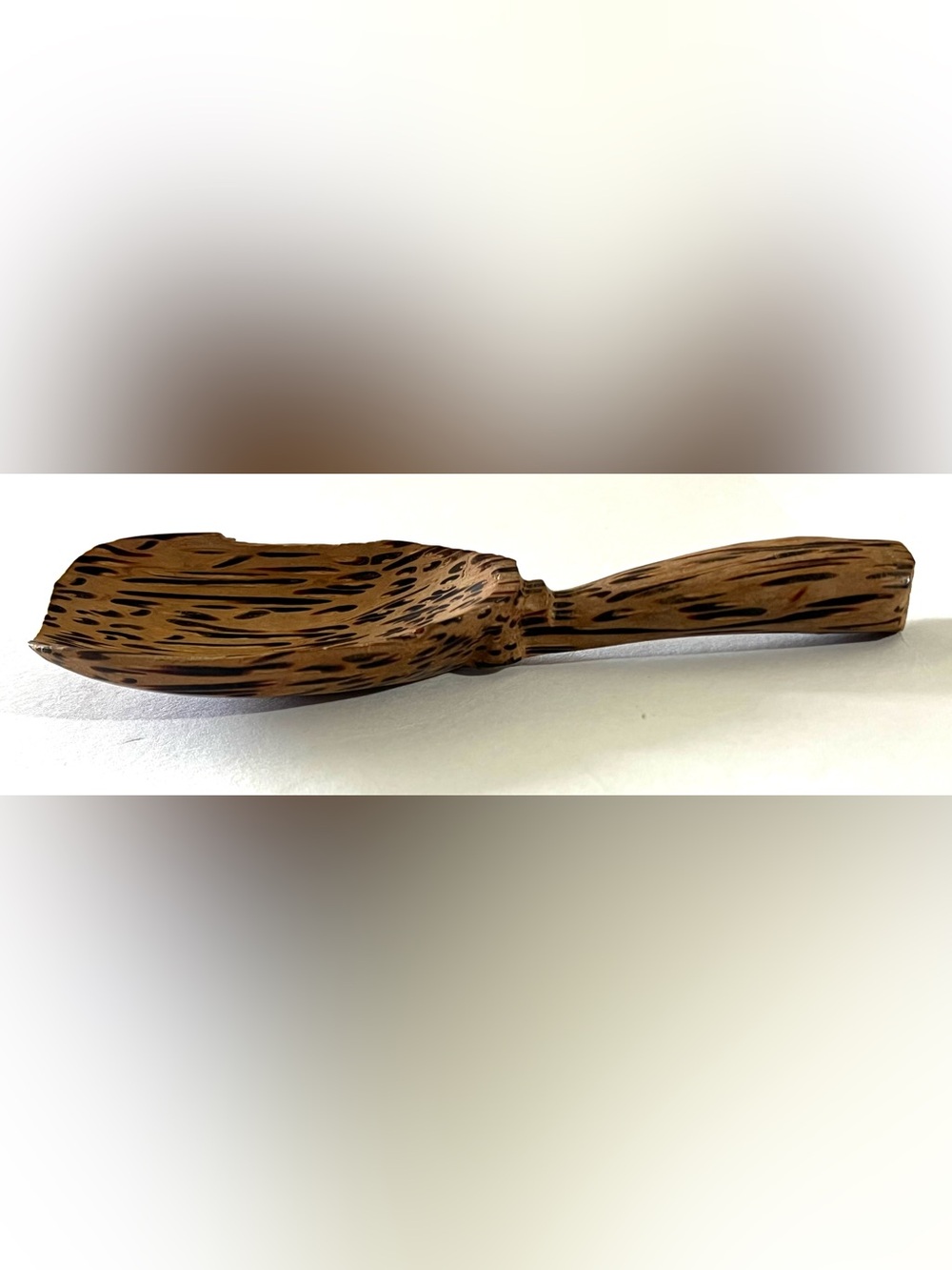 Vintage Palm Wood Salt Spice Tea Scoop Handmade Carved Wooden Kitchen Utensil
